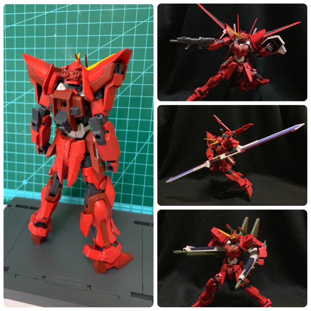 本体背部には原作通りストライクと同規格のプラグを備えているためストライカーパックとの換装も可能です。
原作とは違いますがアダプタを設けることにより各シルエット(インパルスのもの)も装備可能です。