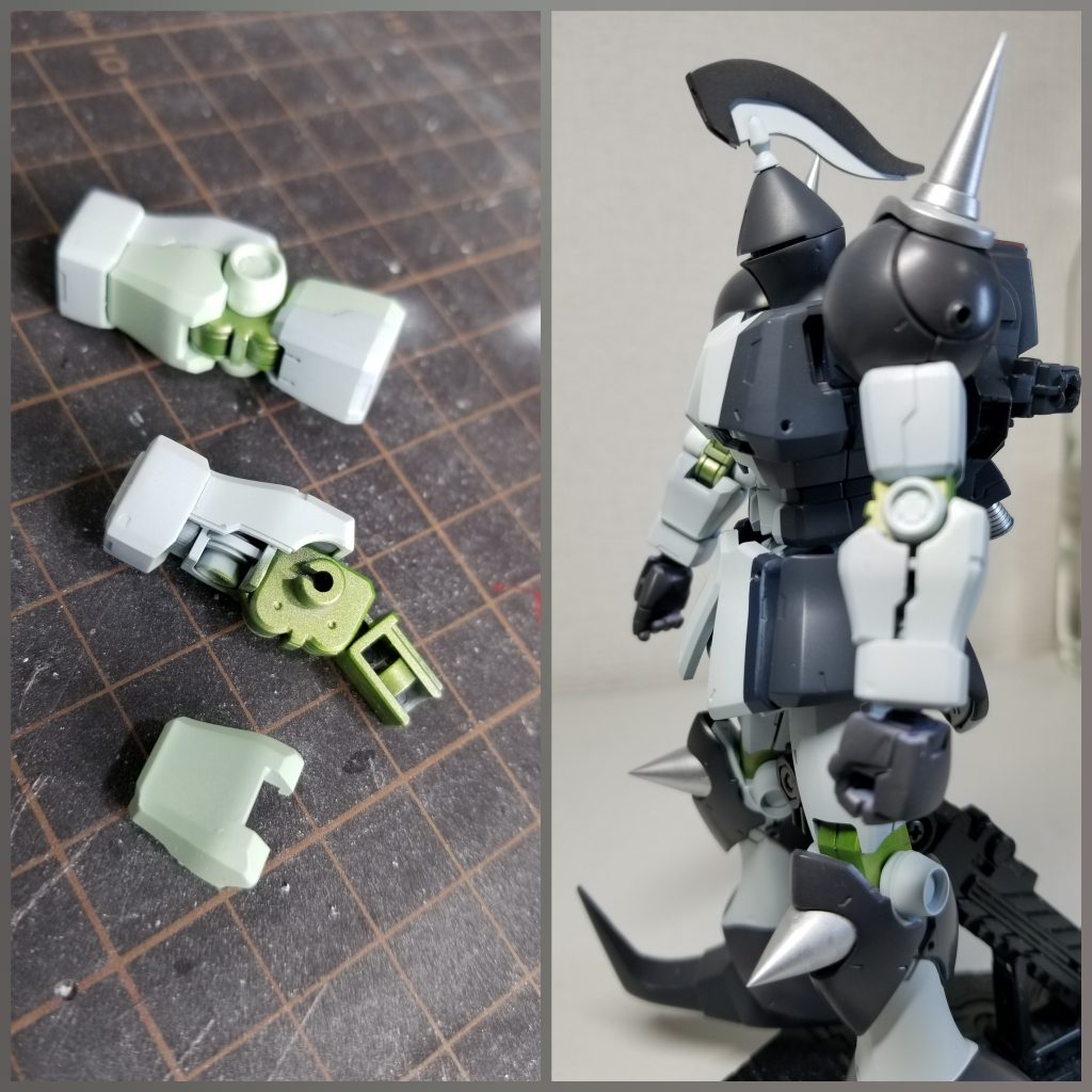 袖口の合わせ目消し、パーツ分割と後ハメ加工をチャレンジしてみました。これに併せ、別パーツ化を強調させたく、配色を変えてみました。