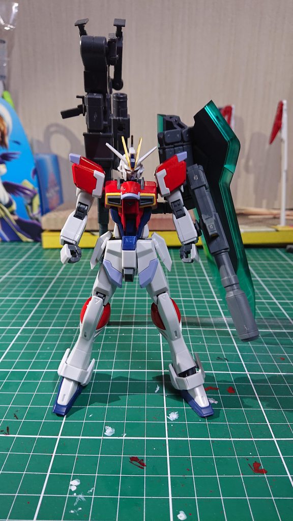フロント。
初のガンダムマーカーエアブラシシステムを使っての部分塗装。
色ムラ?気にしたら負けだ!