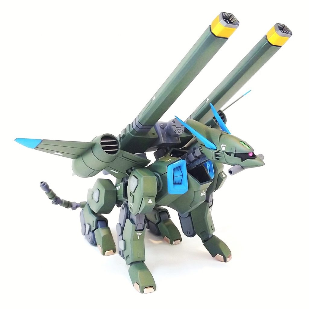 カラーレシピはサフエボブラック→アルティメットホワイトでハイライト入れてからメインカラー→クレオス フィールドグレー2関節など→メカサフヘビー羽などの青→クレオス スカイブルー爪→クレオス カッパーぱースラスター内部→ガイアカラーガンメタルメインエンジン→ガイアカラーガンメタル→ガイアカラーパールシルバーレールガンの金色→ガイアスターブライトゴールド