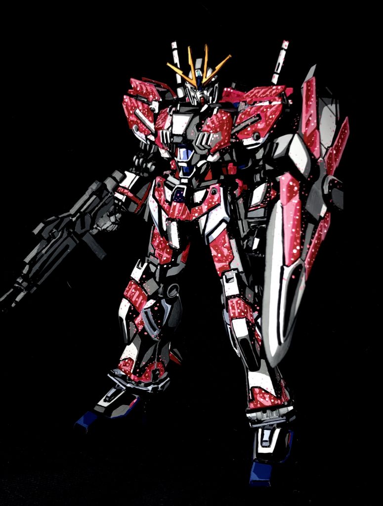 ナラティブガンダムC装備 アニメイラスト風模型–2枚目/制作者：@j_gunaka