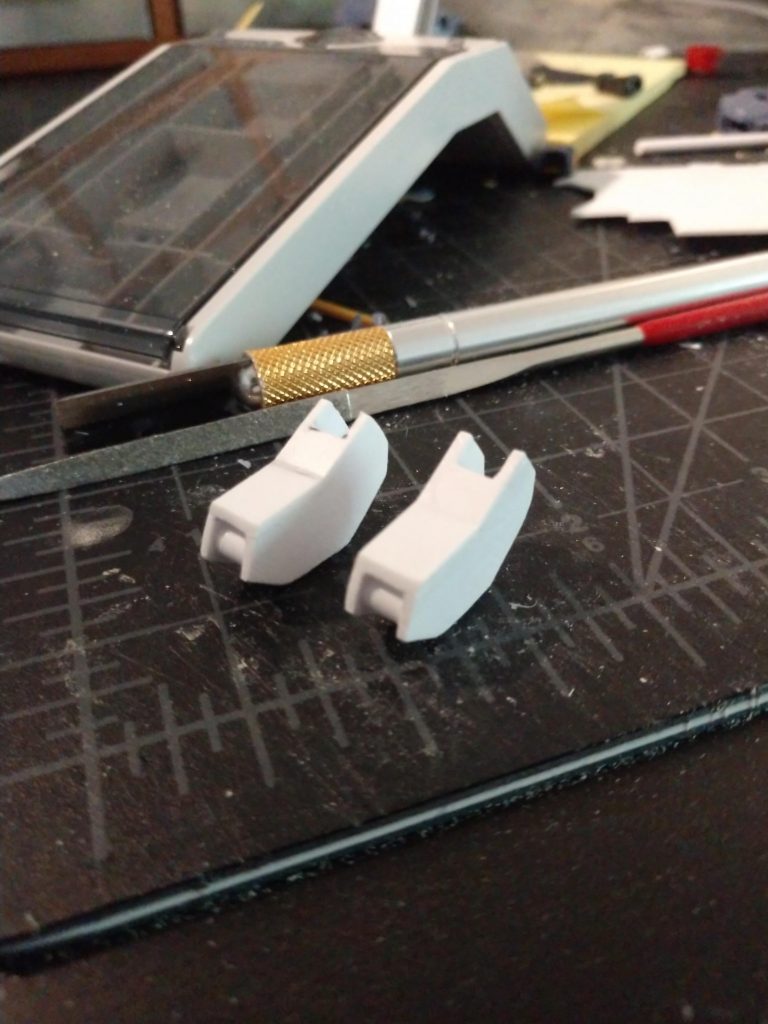 Scratch-built new calves for the legs that would accept the new Ballden Arm Arms joints as well as the old foot joints.