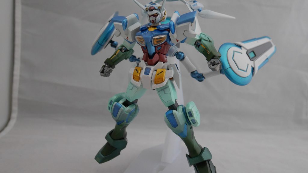 さらに追加のオプションパーツとして、両手両足に高トルクモードを用意しました。
ダークグリーンとメタルグリーンのグラデーション塗装によって、モードの移り変わりを再現してます。