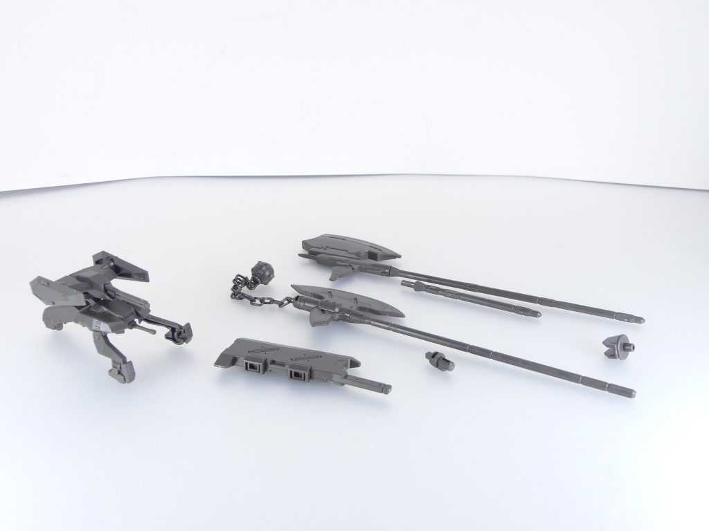 セット内容。・ハルバード・ショートアックス用軸・ショートアックス懸架用ジョイント・グシオンアックス・グシオンアックス用モーニングスター鎖パーツ・グシオンチョッパー・ギャラルホルンモビルワーカー