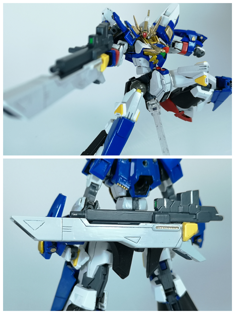 ディザイア専用ビームライフル
ディザイアの基本装備のひとつ
ライフルにはオプションとしてビームキャノン(短くしたサテライトキャノン)を装備しており、腰後ろに懸架可能