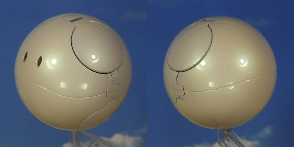 塗装は白の上からグリーンパールでコート。
パールの補色効果で下地がピンクっぽく変色。
 
 
なお、実はハロはおまけというかついでというか・・・
モビルハロをただいま塗装中。