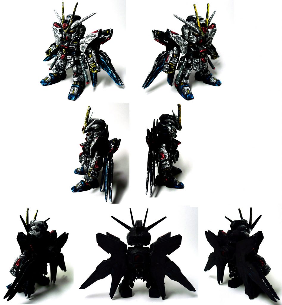 機動兵装ウイングを閉じた通常状態は
各方向からの画像はひとまとめで失礼します。
背面側は見えない（見せない）ので真っ黒なままです。