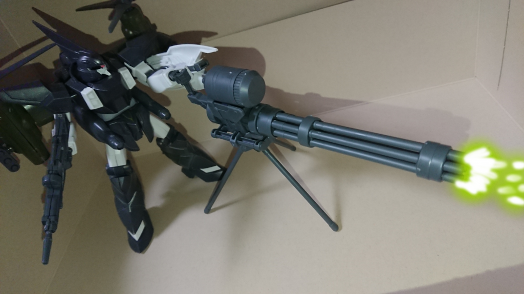 **………ビルドブースト!行くぞ!!**
・ビームメガガトリング
ビルドブーストによって呼び出される巨大なガトリングガン。
取り回しこそ悪いものの高い威力を誇り、無数のビームの弾丸を乱射し、敵を蜂の巣にする。
ゲイツテンペストの持つ武装の中では最強の威力を誇る。