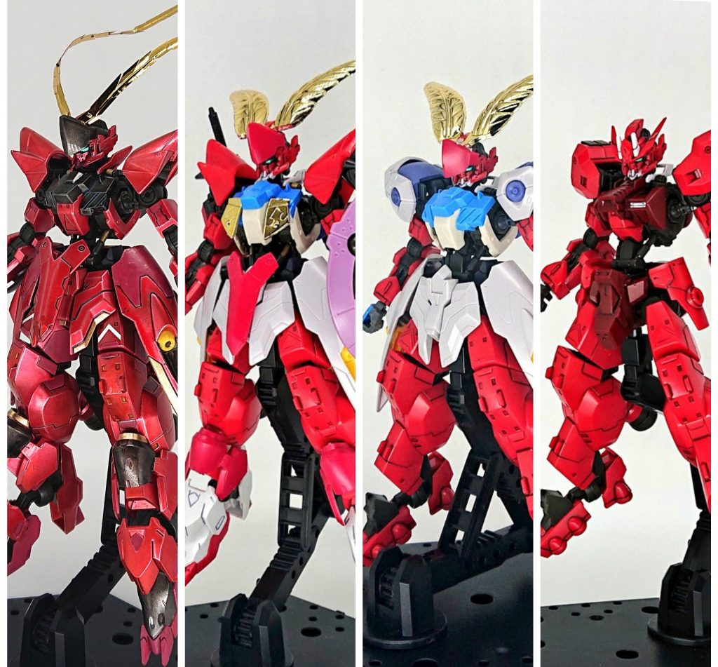 アスタロトオリジンからの変化はご覧の通りです。
頭はアスタロトオリジンとグリムゲルデ
首はバルバトスルプス
胸はヴィダール、背中はキマリスヴィダール
腕はアスタロト、ひじはグリムゲルデ
腰はキマリスヴィダールとグリムゲルデ
脚はアスタロトオリジンとグリムゲルデ
足はバルバトスルプス
盾はウヴァル
です(о´∀`о)
徐々に変化し、今回の形になりました✌️