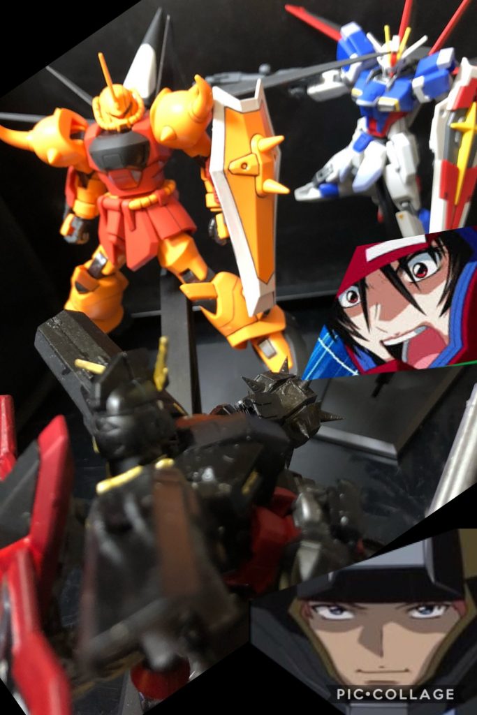 シン「こんなこと...！もう許してなんておけるかーーーっ！！」
クロト「はあん？何おまえ！？」
シン「また戦争がしたいのか！アンタ達は！！」

ハイネ「ここは俺にまかせな！」
シン「ハイネ！？」
ハイネ「おまえはまだやる事があるんだろ。ステラって娘、助けるんだよな？！ここは俺に任せて早く行けよ！」

シン「いやちょ！それ死亡フラグ...。」

ハイネ「改造手術を受けて生まれ変わったこの俺の実力、見せてやるぜ！！ザクとは違うんだよォ、ザクとはあ！！」