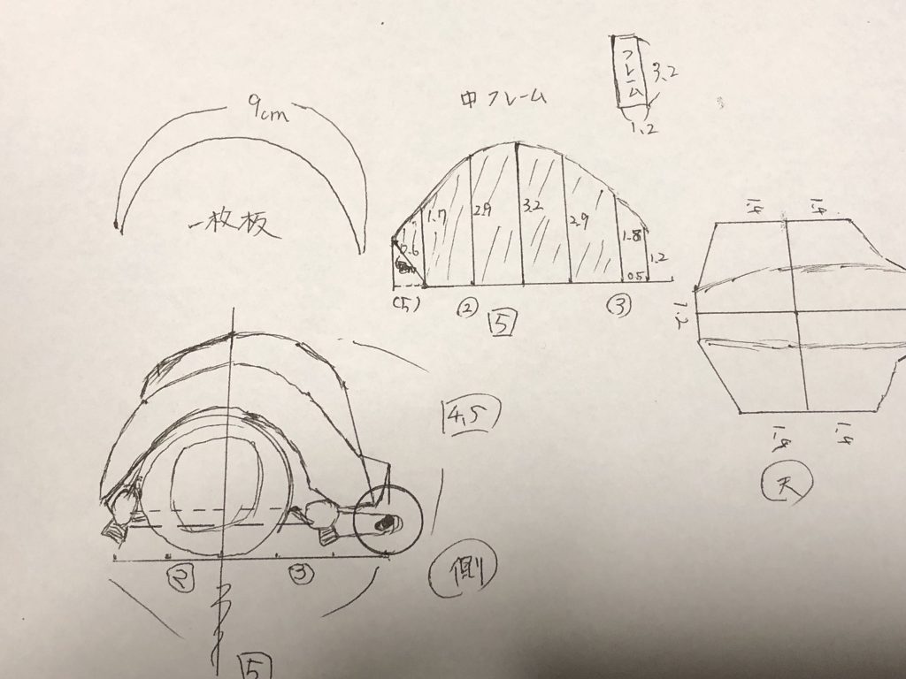 脚部パーツは大まかに設計図を描いて...