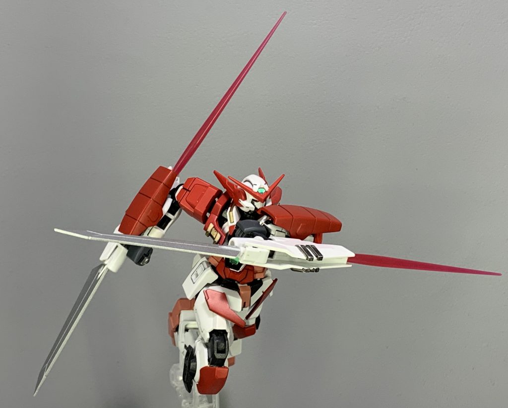 『アストレアC【ハートブレイカー】』
アストレアCにGNチェストバスターを装備した形態。
素体が格闘型で、粒子消費量が少ないため、チェストバスターに充分に粒子を供給可能。
サブ武装にはフェダートンファーが選択され、地味に遠近万能な機体となっている。