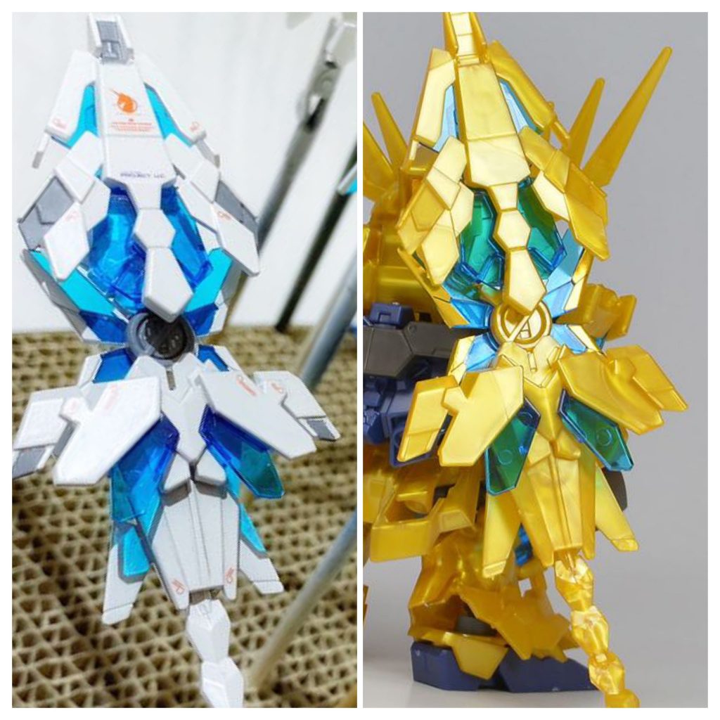 クロスシルエットのフェネクスから流用したAADE、Before & After。ナラティブ版のスタビライザーがHGなどより短くなっていますが、Gフレームのサイズ的にちょうどいいかなと。