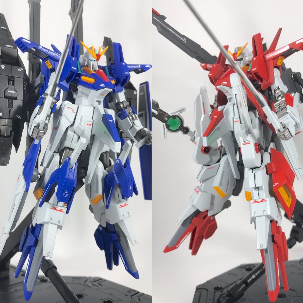 近接戦闘用に両手に剣を装備。
因みにカラーリングはExガンダム
を意識して紅色と蒼色で塗装。
皆さんはどちらのタイプが好み
ですか? ( ^ω^ )