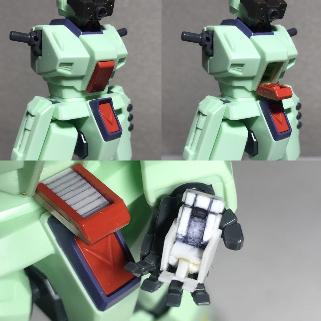 コックピットの開閉。シートはプラ板から自作です♪