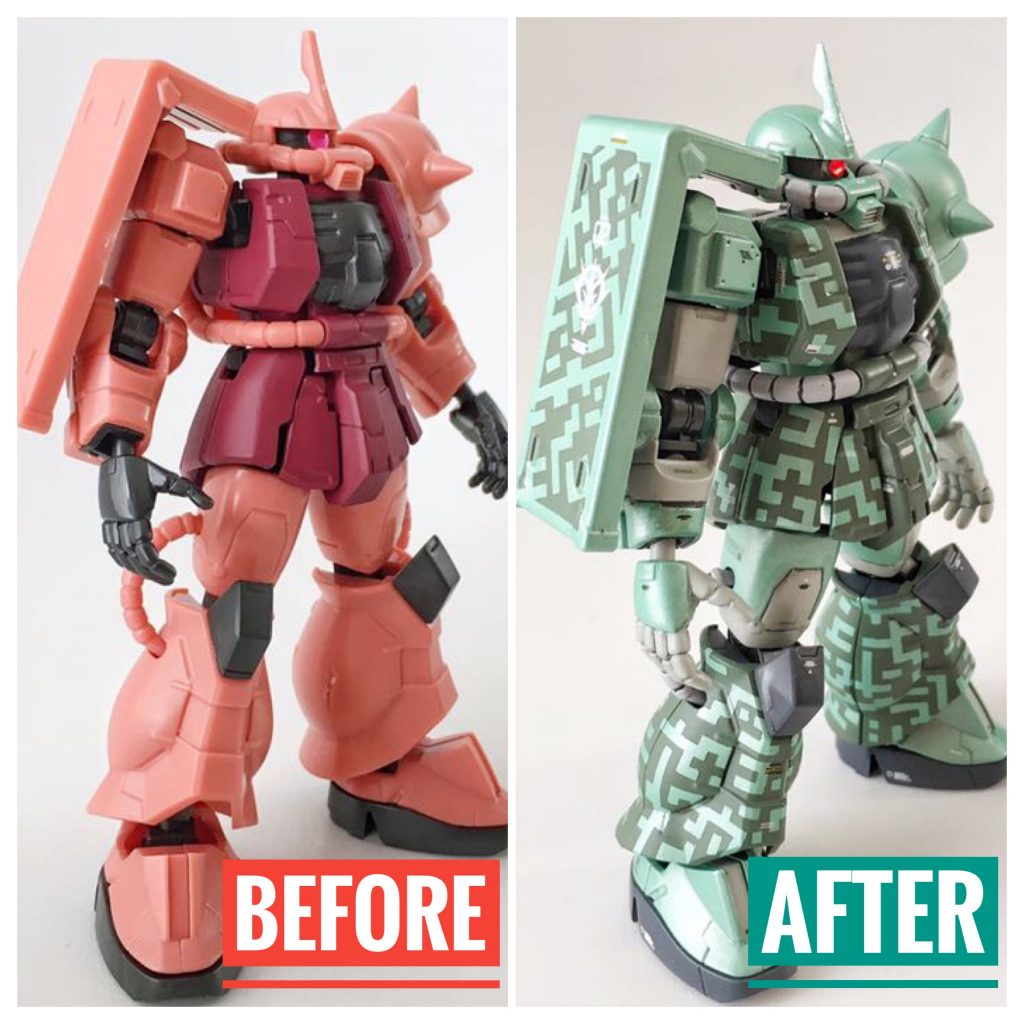 Before & After・右斜め45度(シールドもドット迷彩に)