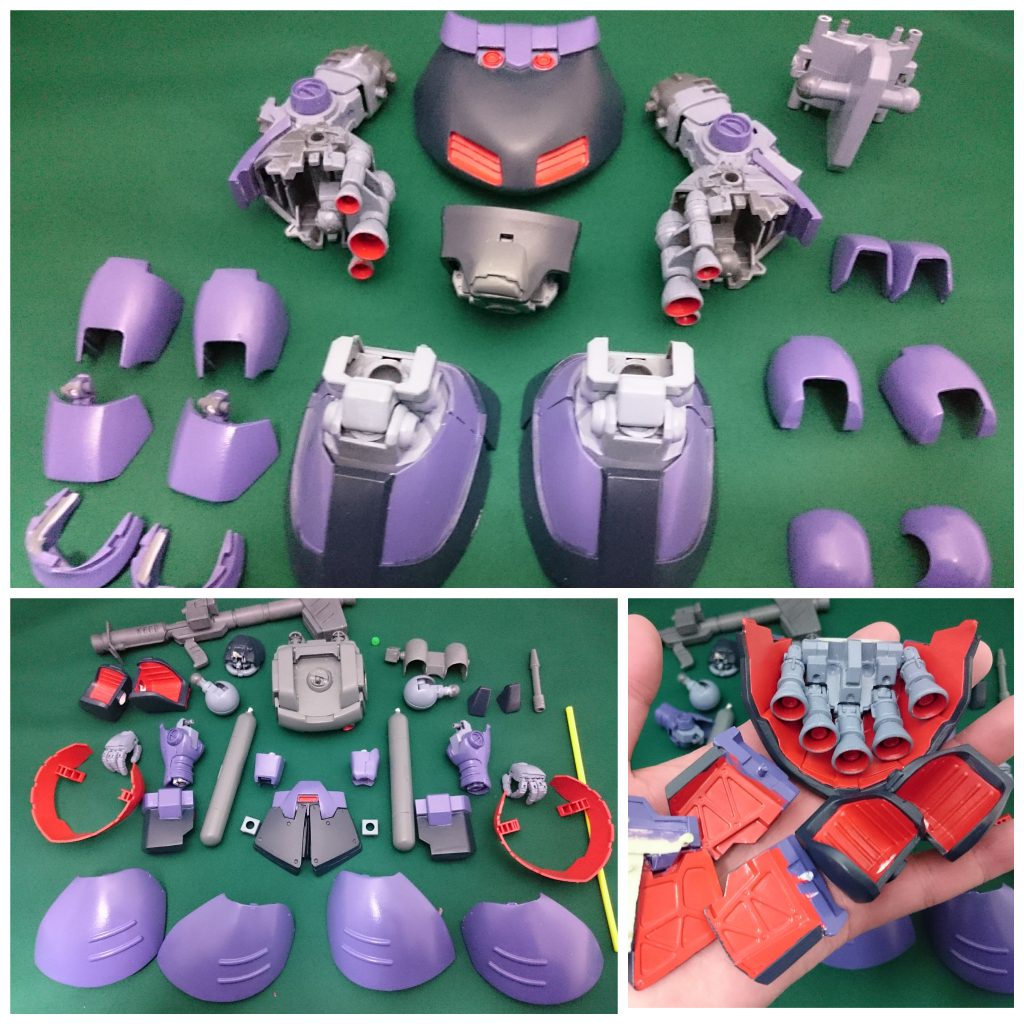 白サフ後に全塗。パーツ構成