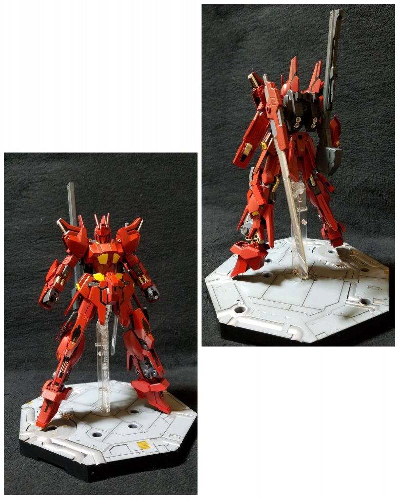 本体。
アメイジングレッドウォーリアのようにいろんな武器を持ってます( ̄▽ ̄)
バックパックはシンプルに、、ジョイント部を増やしてなんでも付けれるようにしておきました。
汎用性が高い ということにします(u_u)