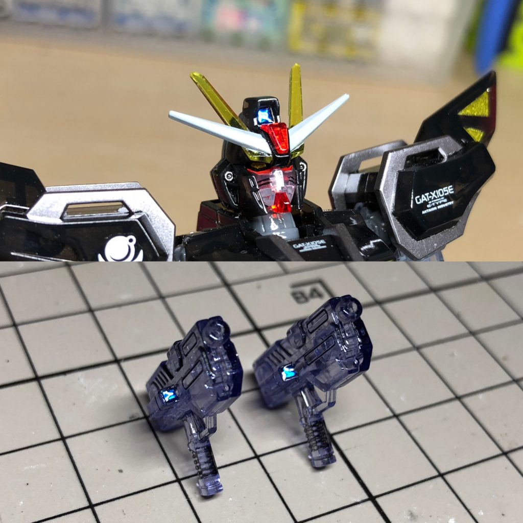 センサー類はラピーテープを貼った後、UVレジンを使用。キラッと反射してくれます！材料は百均で揃えました！