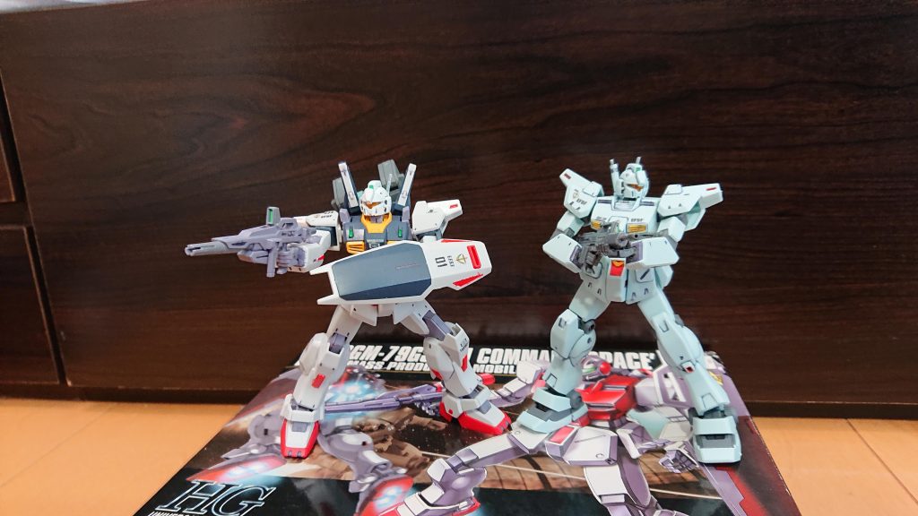 ジム・カスタムMk-2と一緒に撮影しました。当時のパイロットは、御聖院杏少佐(マスター)と菅井直人大尉の二人。(二人ともグリプス戦役後半は一階級上がっています。)