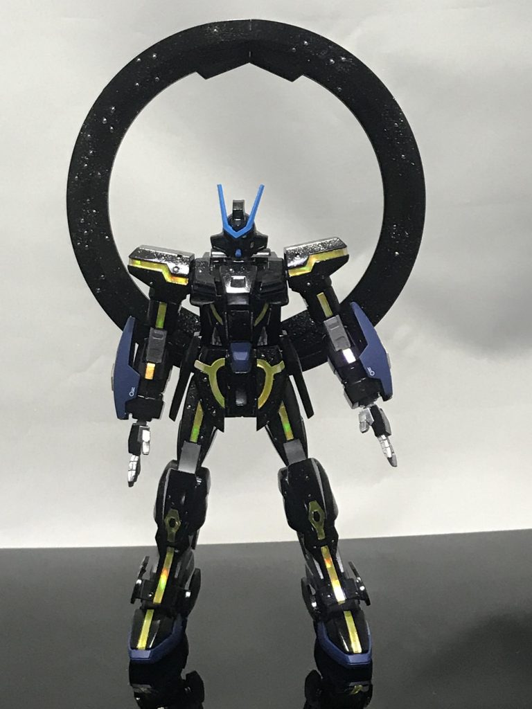 正面から。銀河を表現するのにレインボーラメ粉使いました。写真だとそんなに銀河してなかったので、もっと濃くしても良かったなと思いました。