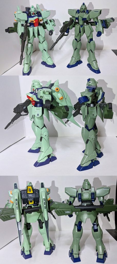 ガンイージとの比較
カラーリング、バックパック以外にもサイドアーマーやリアアーマーが変更されています