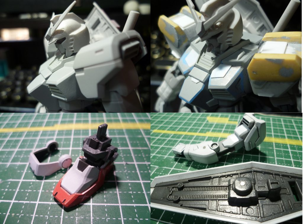 最初は肩にＧＭジムのものを付けたのですが、イメージと違ったので本来の肩をボリュームアップすることにしました。足首にＧＭジムのものを持ってきて、パテ等でそれっぽく作りました＾＾