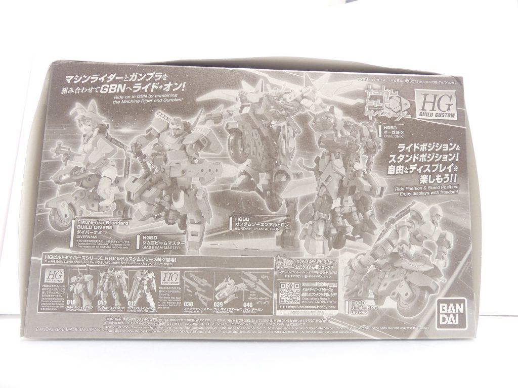 【武装データ】キット種別：ＨＧＢＣ（ハイグレードビルドカスタム）発売：2018年8月価格：1200円（税抜き）関連ガンプラ：Figure-rise Standard BUILD DIVERS ダイバーナミ（本メカを作成･搭乗）