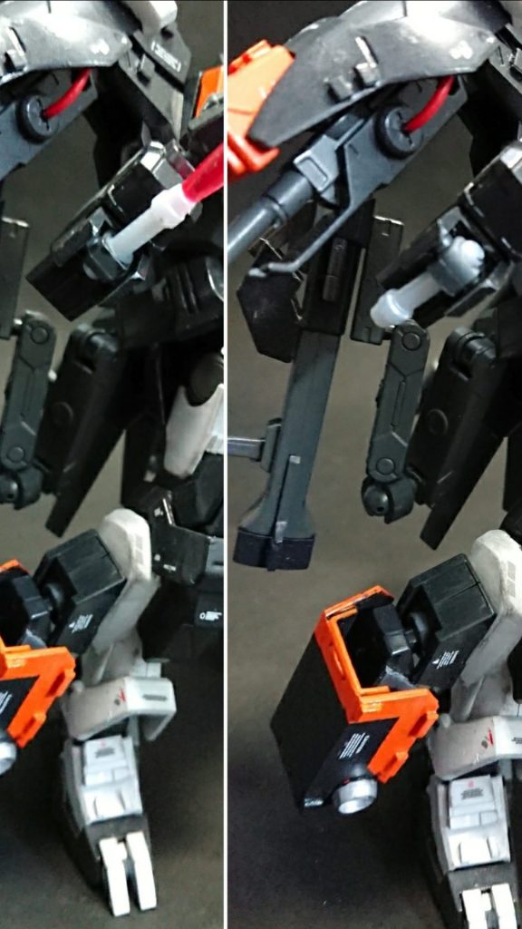 ビームサーベルはこんな感じでクルンと回して収納してます