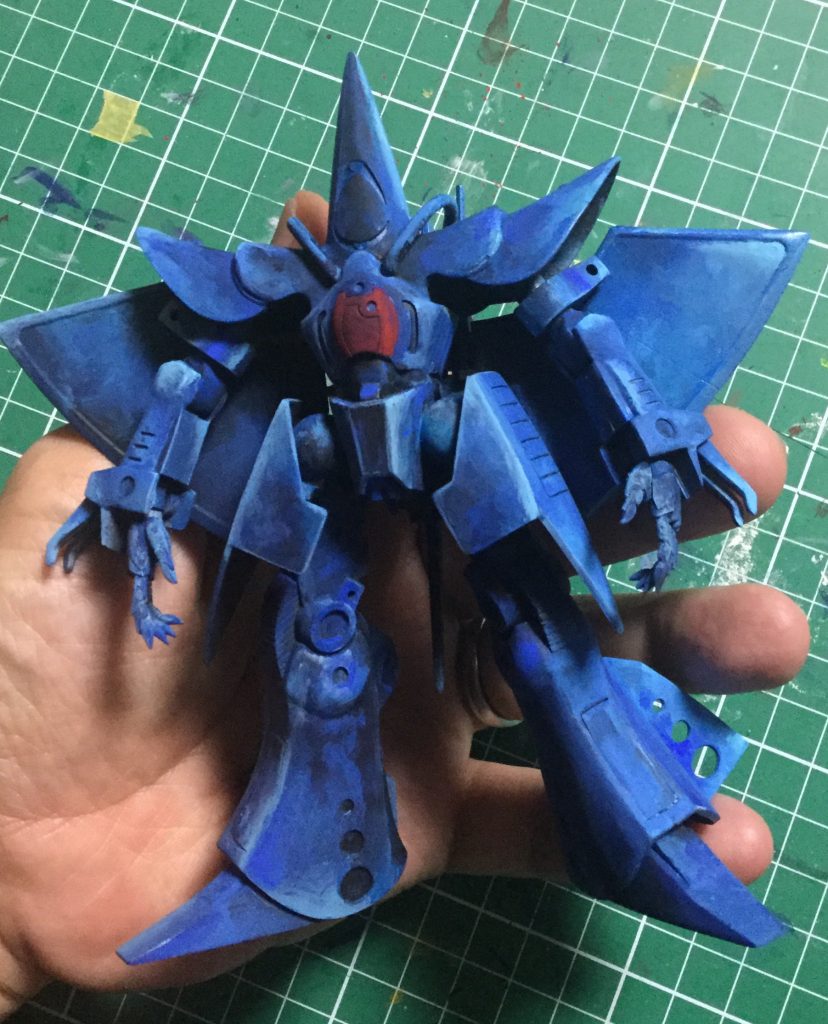 筆塗り始め。まずは全体にザッと色つけ。