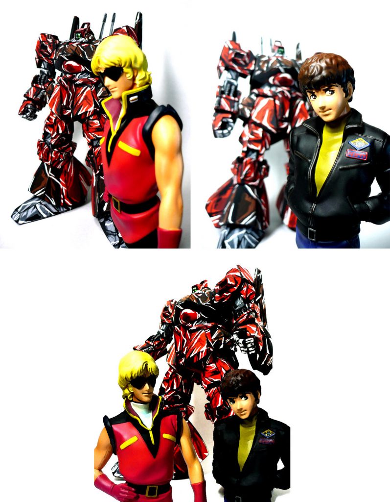 おまけ。
フィギュアを所持していた事を思い出したので
ハロカプＺのクワトロとアムロと一緒に撮影してみました。
下段は合成です。