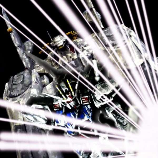 HGストライクガンダム　不可能を可能にするシーンのイラスト風塗装