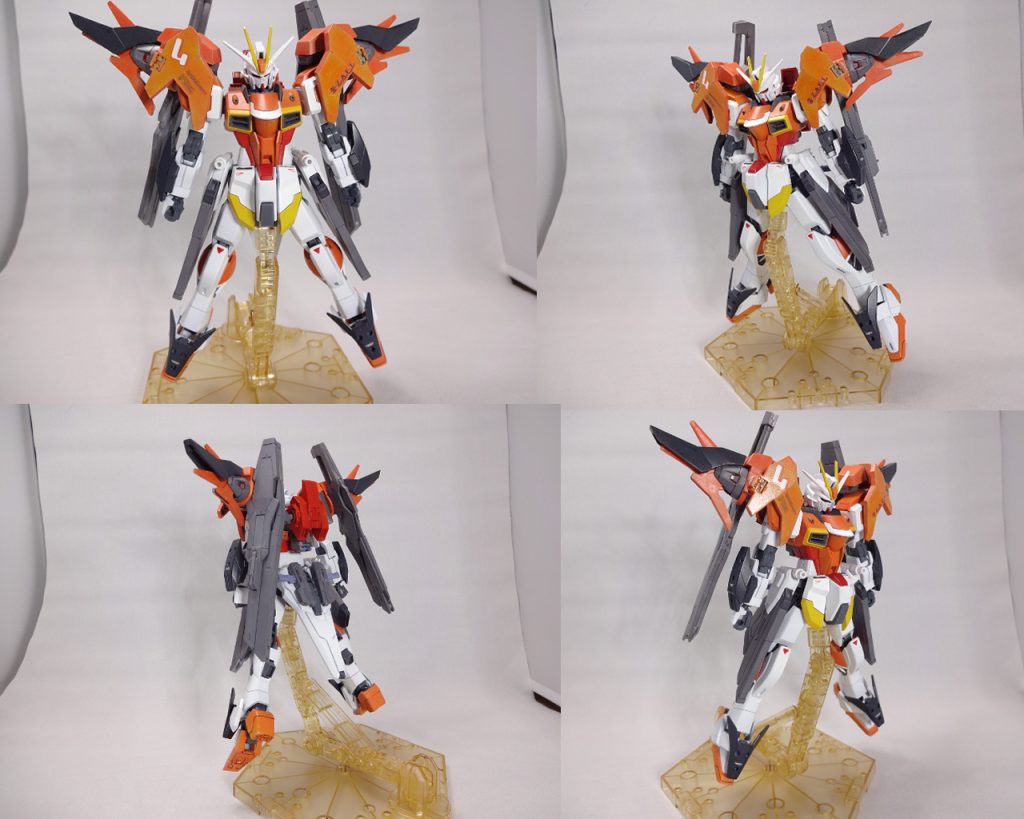 4面ぐるり。
今回の試みは
①調色(メインカラーのオレンジ)したガンダムマーカーをエアブラシシステムを用いて塗装
②デカールの段差消し
でした。
①は成功。ただ、調色した塗料をペンに戻す際に多量にこぼしてしまった。。。次回は漏斗を使おうと思う。
②は失敗。原因はデカールが古く、劣化していたこと。せっかちなので乾燥を待たずにトップコートを吹いてしまったこと。マークセッターとか使うといいのかな?