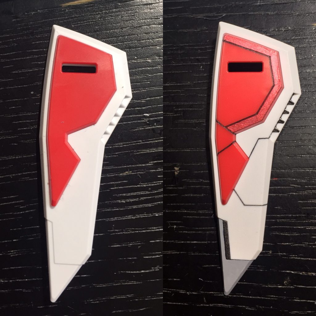 盾はのっぺりだったので、スジボリw