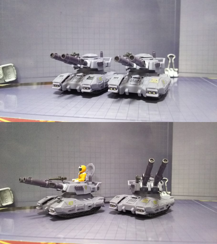 主砲砲口、機銃銃口、砲塔排気管、車体排気口、ヘッドライトをディテールアップしています。