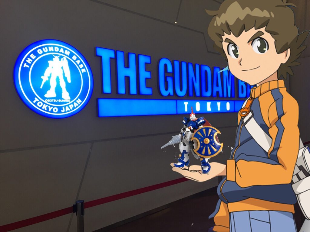 山野バンとガンダムベース前で