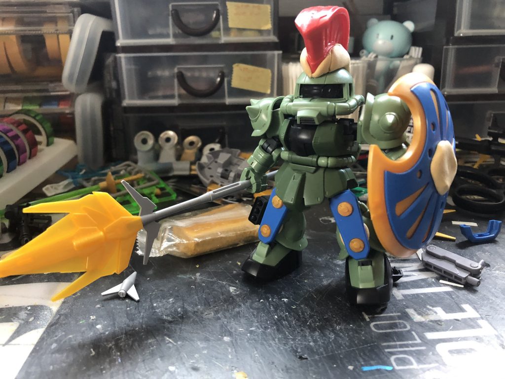 武器試案中の1枚
当初はギャンスロットのジャベリンとシールドをを使う予定でしたが思った以上にギャンになってしまうのでボツにしました