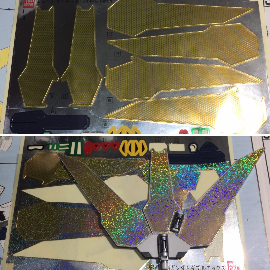 羽は付属シールに、以前購入してたホログラムシールを上から貼って、反射を狙いましたw