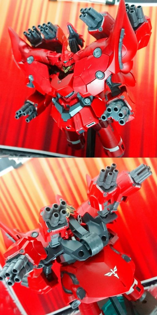 四年くらい前に作ったネオジオングのパーツが一部余っていたので、背中のアームユニットも全て両腕と同じ仕様にしています。