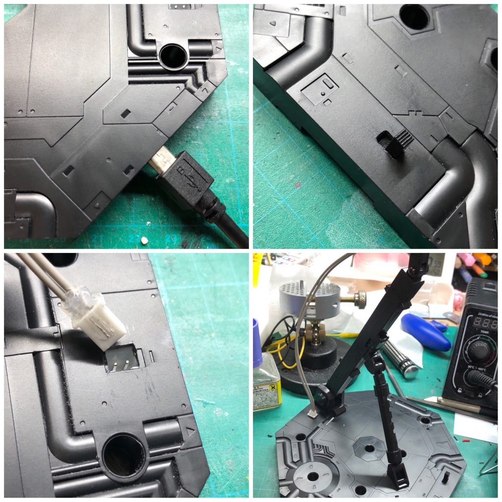 アクションベースにusb給電を組み込んでモバイルバッテリーでも家庭用電源でも光ります