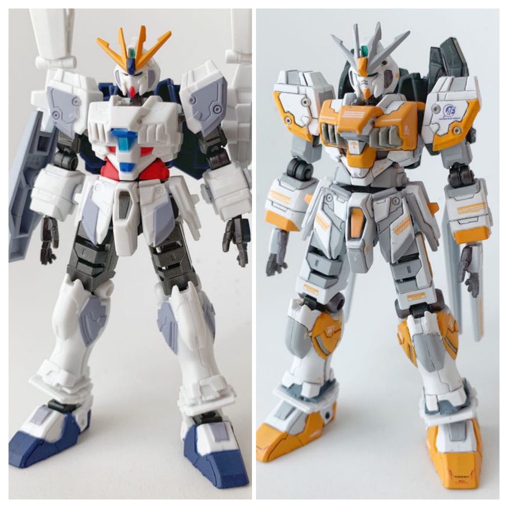 【Before & After】フロント(機体本体)塗装は、タミヤ ファインサーフェイサーL ライトグレイ 180mL → タミヤ ファインサーフェイサーL ホワイト 180mL → タミヤスプレー No.56 TS-56 ブリリアントオレンジ でスプレー塗装後、タミヤのラッカー塗料 LP-20 ライトガンメタやエナメル塗料 XF-32 チタンシルバー、XF-53 ニュートラルグレイで筆塗り部分塗装。