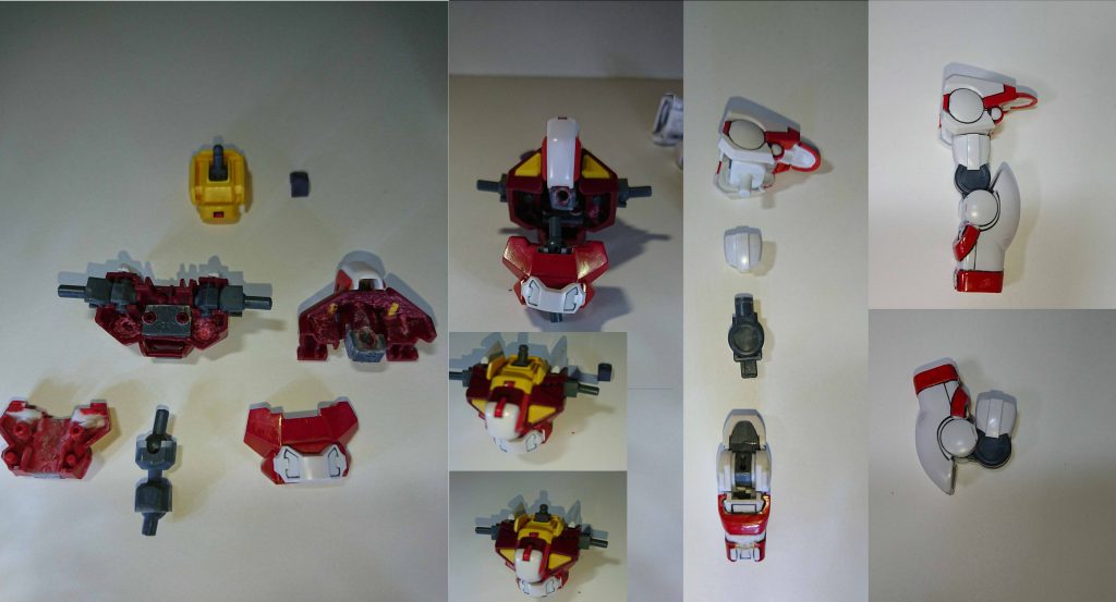 首の部分・・・
実はボールデンアームズを使っている!
これで可動範囲がアップするんじゃが・・・
そのままだと細いのでボールデンアームズのパーツで首のカバーを作ったぞ!
腕は二の腕から肘までダブルオーガンダムを使っているぞ!
これにより二重関節ですごく曲がるようになった!!