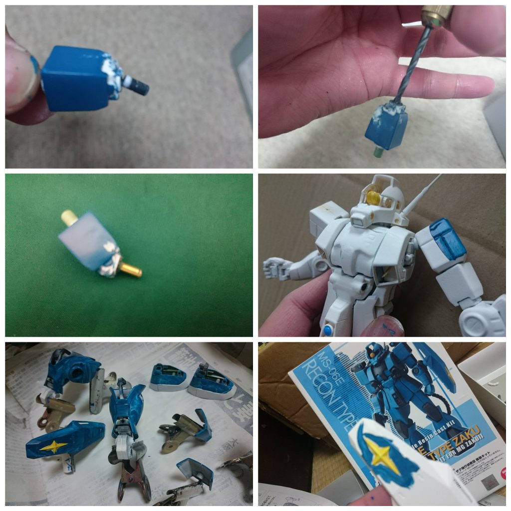 折れた間接の補強。筆塗り