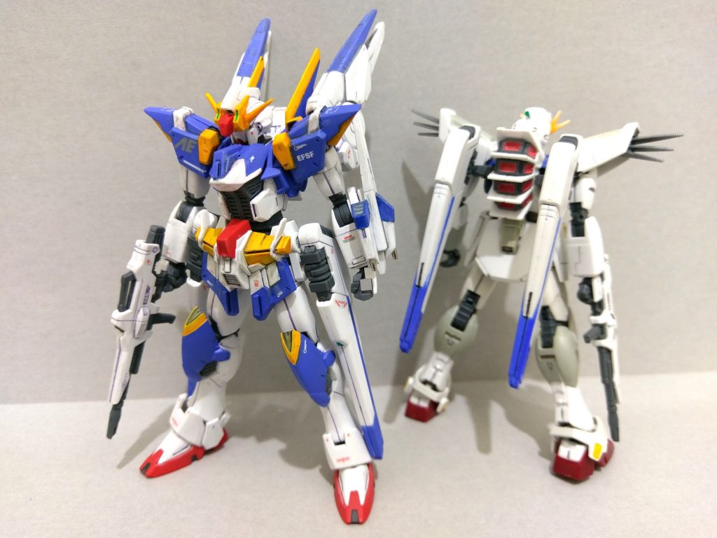 ドレル-ロナとの死闘のあと力尽き漂流していたキンケドゥの「F91」は「ラビアン・ローズⅣ」に拾われ、アナハイムエレクトロニクスの技術で改修される。
セシリーの「F91ルージュ」の危機に駆けつけました。