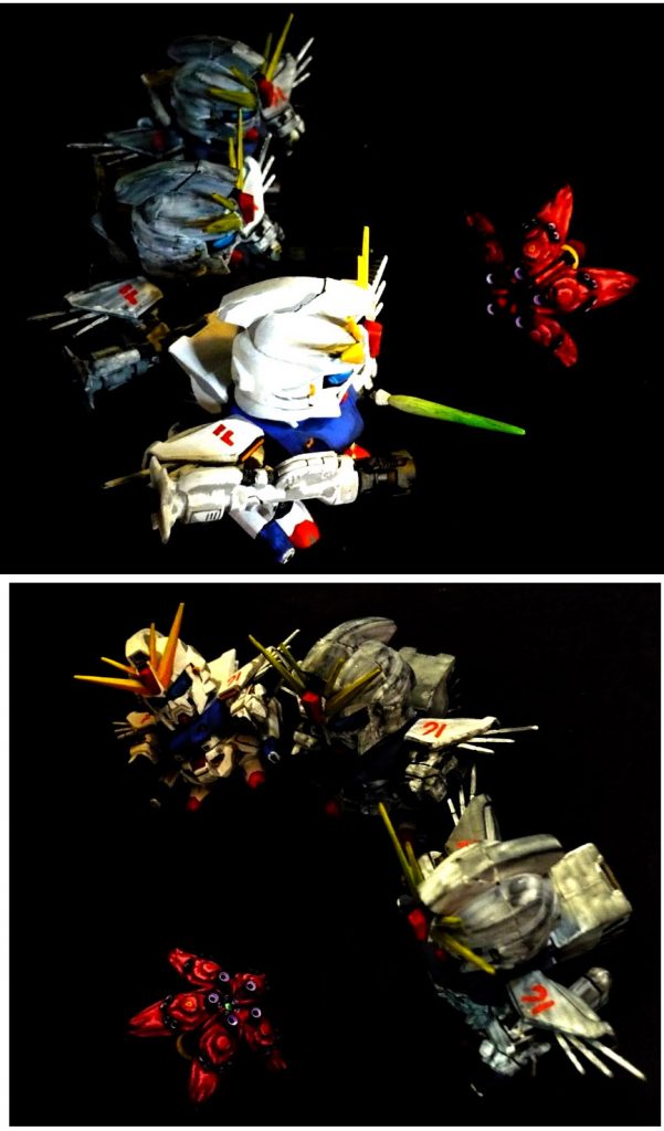 以前、製作したSDのF91の質量を持った残像モデルと一緒に撮影。
https://gumpla.jp/sd/143049
これをやりたかった…です(;´Д`A “