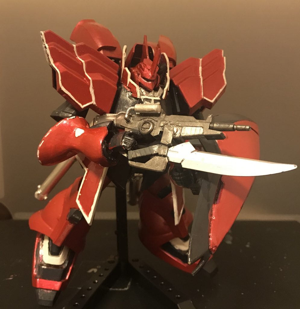 銃剣装備。バウのライフルにジャンクから製作しました。