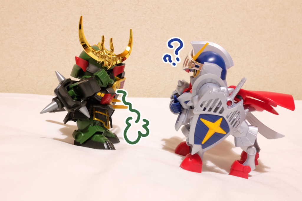 騎士:あれ、武者∀はどこですか?  私のこの勇猛な姿を見せたいのですが
殺駆:お前のその勇ましいお姿にびっくりして逃げたよ…