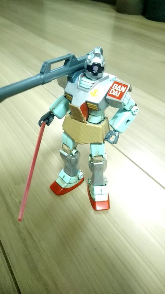 もとにした機体はこのジムキャノンBです。
この機体の頭部はツインアイの騎士風の頭部に改造したため、実質この機体の頭部は、ありませんでした。
https://gumpla.jp/hg/139527