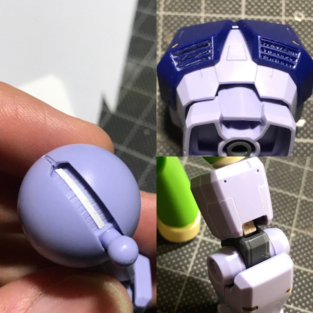 肩の内側、胸部のダクト、あちこちスジ彫りなど目立たない程度にディテールアップしています♪