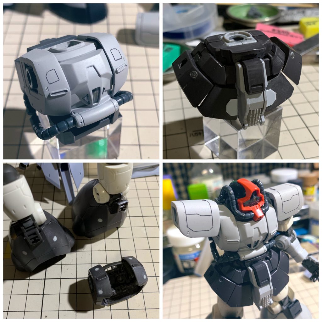 凹モールド埋め、スジ彫り、プラ板ディテール、をしました。